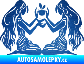 Samolepka Blíženci 005  škrábaný kov modrý