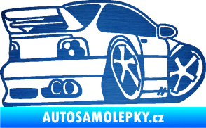 Samolepka BMW e46 karikatura pravá škrábaný kov modrý