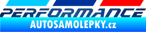 Samolepka BMW M Performance nad sebou škrábaný kov modrý
