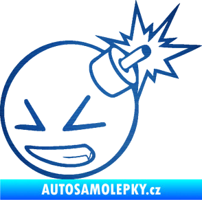 Samolepka Bomba 005 levá JDM styl škrábaný kov modrý