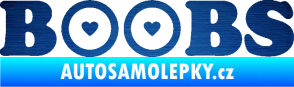 Samolepka Boobs nápis se srdíčky škrábaný kov modrý