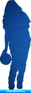 Samolepka Bowling 004 levá hráčka škrábaný kov modrý