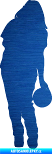 Samolepka Bowling 004 pravá hráčka škrábaný kov modrý