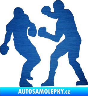 Samolepka Boxeři 001 levá škrábaný kov modrý
