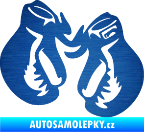 Samolepka Boxerské rukavice 001 levá škrábaný kov modrý