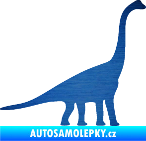 Samolepka Brachiosaurus 001 pravá škrábaný kov modrý