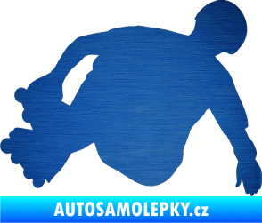 Samolepka Bruslař 001 levá škrábaný kov modrý
