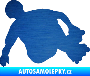 Samolepka Bruslař 001 pravá škrábaný kov modrý