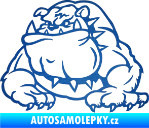 Samolepka Buldog 001 levá pes škrábaný kov modrý