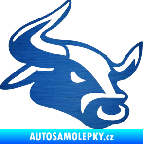 Samolepka Býk 001 pravá škrábaný kov modrý