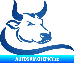 Samolepka Býk 008 pravá škrábaný kov modrý