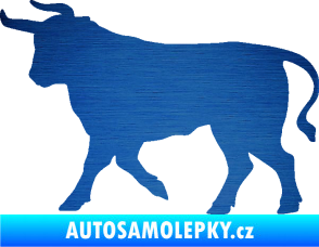 Samolepka Býk 011 levá škrábaný kov modrý