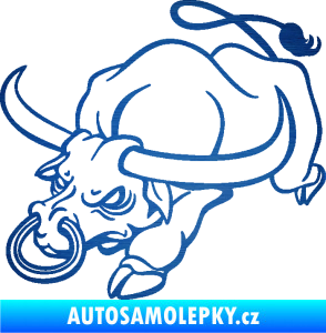 Samolepka Býk 014 levá rozzuřený škrábaný kov modrý