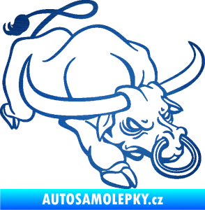 Samolepka Býk 014 pravá rozzuřený škrábaný kov modrý