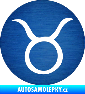 Samolepka Býk zvěrokruh 001 - horoskop škrábaný kov modrý