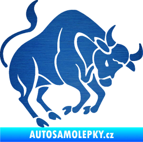 Samolepka Býk zvěrokruh 004 pravá škrábaný kov modrý