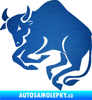 Samolepka Býk zvěrokruh 005 levá škrábaný kov modrý