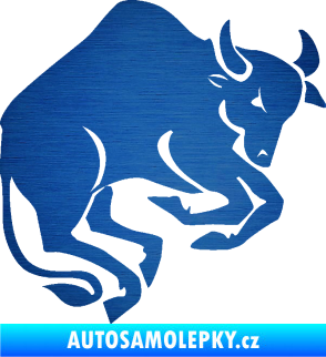 Samolepka Býk zvěrokruh 005 pravá škrábaný kov modrý