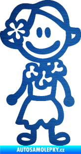 Samolepka Cartoon family holka Hawaii   škrábaný kov modrý