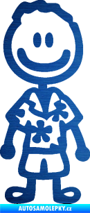 Samolepka Cartoon family kluk Hawaii škrábaný kov modrý