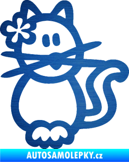 Samolepka Cartoon family kočička Hawaii škrábaný kov modrý