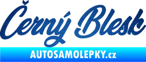 Samolepka Černý blesk nápis škrábaný kov modrý