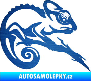 Samolepka Chameleon 001 pravá škrábaný kov modrý