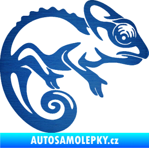 Samolepka Chameleon 002 pravá škrábaný kov modrý