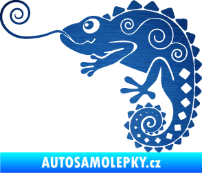 Samolepka Chameleon 004 levá škrábaný kov modrý