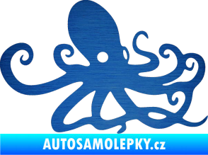Samolepka Chobotnice 001 pravá škrábaný kov modrý