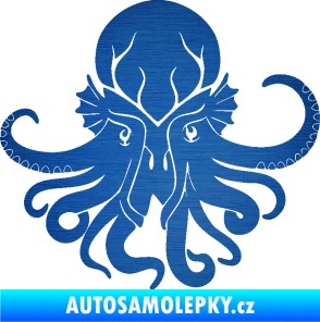 Samolepka Chobotnice 002 pravá škrábaný kov modrý