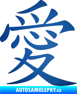 Samolepka Čínský znak Love škrábaný kov modrý