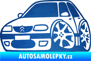 Samolepka Citroen saxo karikatura levá škrábaný kov modrý
