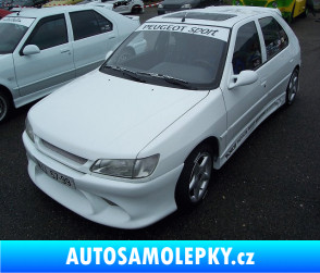 Samolepka Peugeot 306 - přední škrábaný kov modrý