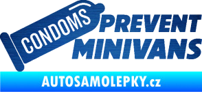 Samolepka Condoms prevent minivans škrábaný kov modrý
