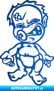 Samolepka Crazy mimino levá škrábaný kov modrý