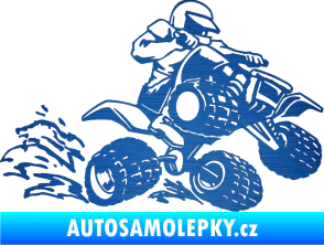Samolepka Čtyřkolka 003 pravá škrábaný kov modrý