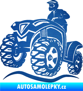 Samolepka Čtyřkolka 005 levá škrábaný kov modrý