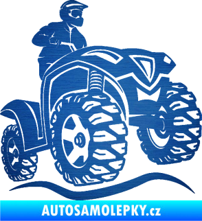 Samolepka Čtyřkolka 005 pravá škrábaný kov modrý