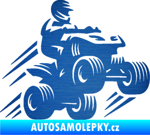 Samolepka Čtyřkolka 006 pravá škrábaný kov modrý