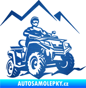 Samolepka Čtyřkolka 007 pravá škrábaný kov modrý