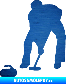 Samolepka Curling 001 levá škrábaný kov modrý