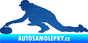 Samolepka Curling 004 levá škrábaný kov modrý