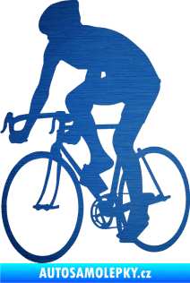 Samolepka Cyklista 001 levá škrábaný kov modrý