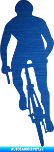 Samolepka Cyklista 006 levá škrábaný kov modrý