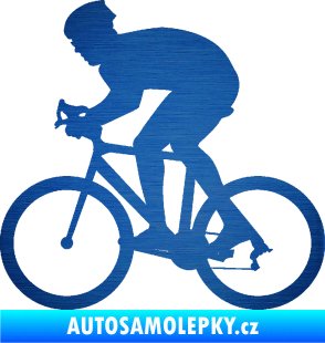 Samolepka Cyklista 008 levá škrábaný kov modrý