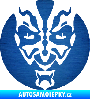Samolepka Ďábel 001 škrábaný kov modrý