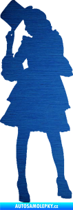 Samolepka Dáma s kloboukem 001 levá škrábaný kov modrý