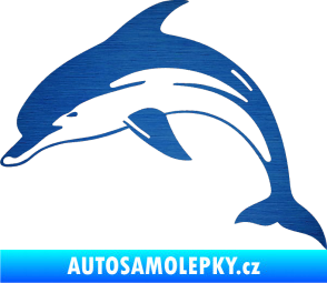 Samolepka Delfín 002 levá škrábaný kov modrý