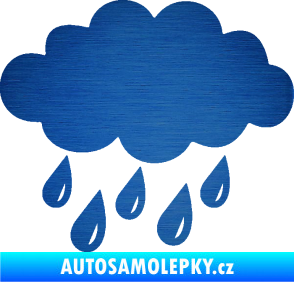Samolepka Déšť 001 levá mrak a kapky škrábaný kov modrý